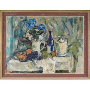 Teresa WALLIS-JONIAK (ur. 1926), Martwa natura z kobaltową butelką (1999)