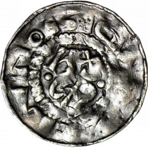 R-, 11th century cross denarius, Sheliga/Maltese cross