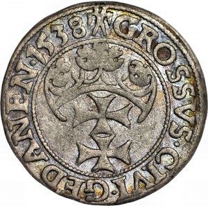 Zygmunt I Stary, Grosz 1538 Gdańsk, PRVSS, piękny