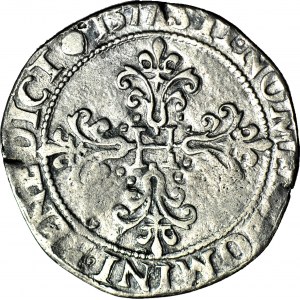 R-, Henry Valois, King of Poland, 1/2 franc 1577 B, Rouen