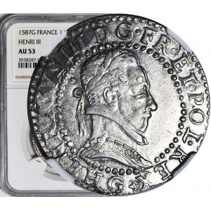 R-, Henry Valezy, King of Poland, 1/2 Frank 1587, Poitiers, exquisite