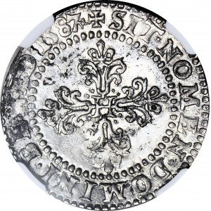 R-, Henry Valezy, King of Poland, 1/2 Frank 1587, Poitiers, exquisite