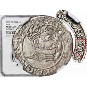 RRR-, Stefan Batory, Grosz Ryga 1581, błąd GROSSVVS (przez dwa VV), nienotowany