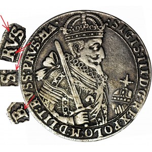 Zygmunt III Waza, Talar Bydgoszcz 1627, przebite błędy w legendzie, BVSR PBVSS na RVSS PRVS