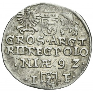 RR-, Sigismund III Vasa, Trojak 1592, Olkusz, cross under bust, unlisted