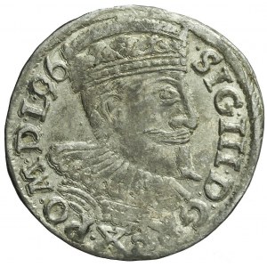 Sigismund III Vasa, Trojak 1596 Wschowa, two flowers, date ends obverse legend