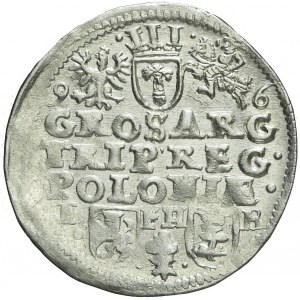 Sigismund III Vasa, Trojak 1596, Poznań, date at top of reverse, rare