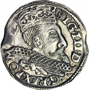 Sigismund III Vasa, Trojak 1597, Poznań, long orifice, beautiful