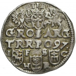 Zygmunt III Waza, Trojak 1597, Bydgoszcz, napis w dwóch wierszach