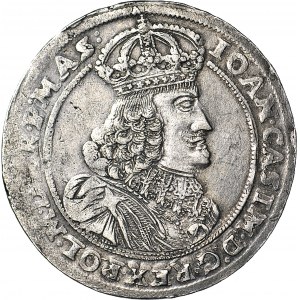 RR-, Jan Kazimierz, Ort 1658, Poznań, stemple Hohn'a, legenda SAM LI NEC (zamiast MONETA NOVA), krzyże Gdańskie na tarczy pogoni