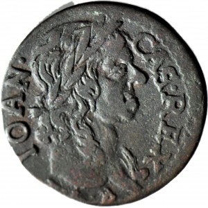 RR-, Jan Kazimierz, Szeląg 1660, Kraków, przebitka CSA/CAS, nienotowana
