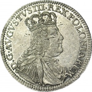 R-, August III Sas, Szóstak 1754, Lipsk, rzadkie popiersie tymfowe