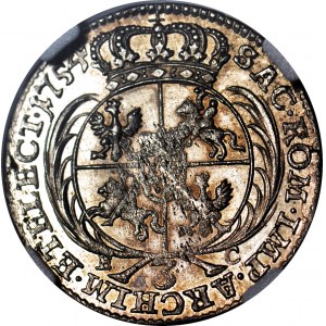 RR-, August III Sas, Trojak 1754, Lipsk, szerokie popiersie, menniczy