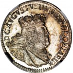 RR-, August III Sas, Trojak 1754, Lipsk, szerokie popiersie, menniczy