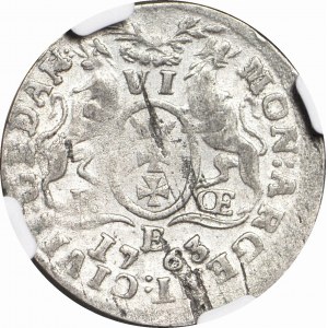 R-, August III Sas, Szóstak 1763, Gdańsk, piękny