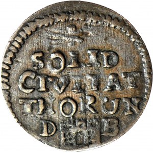 RR-, August III Sas, Szeląg 1761 DB, Toruń, gruby monogram