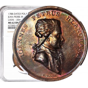 RR-, Stanisław A. Poniatowski, Medal 1788, lot balonem Blancharda nad Warszawą