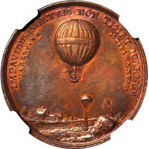 RR-, Stanisław A. Poniatowski, Medal 1788, lot balonem Blancharda nad Warszawą