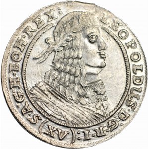 R-, Śląsk, Leopold I, 15 Krajcarów 1662 G-H, Wrocław, piękne