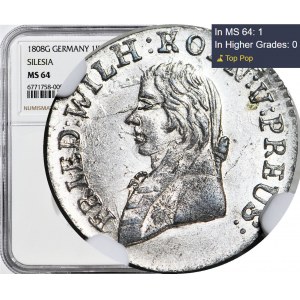 RR-, Śląsk, Fryderyk Wilhelm III, 1 krajcar 1808 G, Kłodzko, B. RZADKI