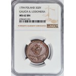 RRR-, 3 grosze 1794, Galicja i Lodomeria, Insurekcja Kościuszkowska, dwa krzyże, OPIS!