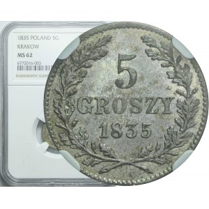 Slobodné mesto Krakov, 5 groszy 1835, krásna