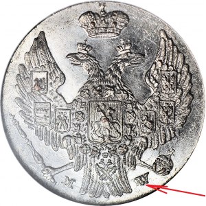 RR-, Królestwo Polskie, 10 groszy 1840, MW/W, litera W wybita DWUKROTNIE