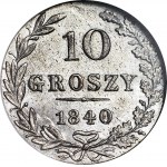 RR-, Królestwo Polskie, 10 groszy 1840, MW/W, litera W wybita DWUKROTNIE