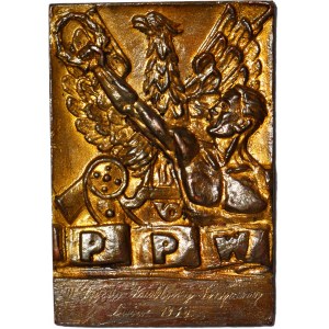 Plakieta, III Święto Kultury Fizycznej, Lwów 1939, I miejsce w sztafecie olimpijskiej. 81x56,50mm.