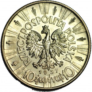 10 zlotých 1937, Piłsudski, vzácnejší ročník, razené