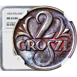 2 grosze 1925, mennicze, kolor BN