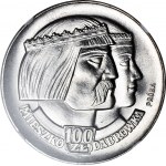 100 zlotých 1966, Mieszko a Dąbrówka, hlavy, STRIEBORNÝ PROSPEKTÍV