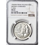 100 zlotých 1966, Mieszko a Dąbrówka, hlavy, STRIEBORNÝ PROSPEKTÍV