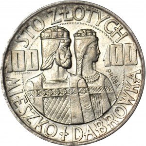 100 zloty 1966, Mieszko and Dabrowa, half figures, SILVER PROSPECTORY