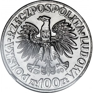 100 gold 1960, Mieszko and Dabrowka, LARGE head, large eagle, SAMPLE NIKIEL