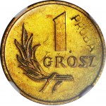 RRR-, 1 grosz 1949, PRÓBA, MOSIĄDZ, nakład 100szt., Z DUCHEM, rzadkość, c.a.