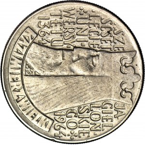 R-, 10 złotych 1964 Kazimierz Wielki, napis wypukły, SKRĘTKA 90 stopni w prawo, rzadkie