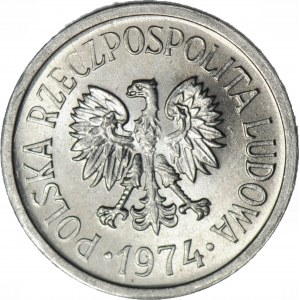 10 groszy 1974, mennicze, PIÓRA ODERWANE OD TUŁOWIA ORŁA
