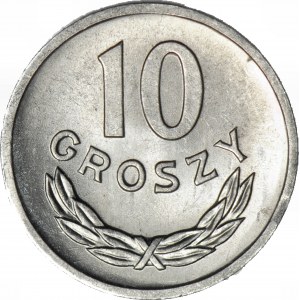 10 groszy 1974, mennicze, PIÓRA ODERWANE OD TUŁOWIA ORŁA