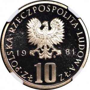 10 gold 1981, Boleslaw Prus, mintage of 5,000, LUSTERED