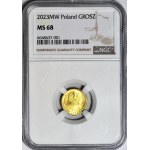 1 grosz 2023, menniczy, TOP POP JEDYNY W MS68