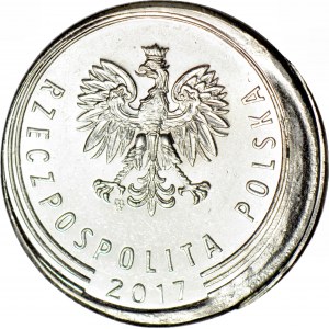 R-, 1 złoty 2017, DESTRUKT, przesunięcie bicia