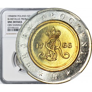 5 złotych 1994, Warszawa, PRÓBA TŁOCZENIA, data 1994 pod monogramem MW, mennicze