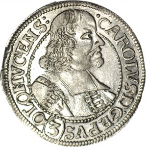 Austria, Olomouc, Charles II of Liechtenstein, 3 krajcars 1670, large head, minted