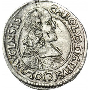 Austria, Ołomuniec, Karol II z Liechtenstein, 3 krajcary 1670, mała głowa, mennicze