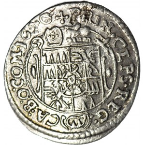 Austria, Ołomuniec, Karol II z Liechtenstein, 3 krajcary 1670, mała głowa, mennicze