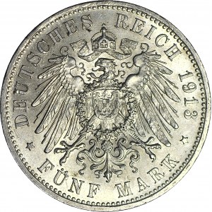 Niemcy, Prusy, Wilhelm II, 5 marek 1913 A, bardzo ładne