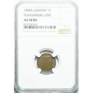 Niemcy, Schaumburg-Lippe, Georg Wilhelm, 1 pfennig 1858 A
