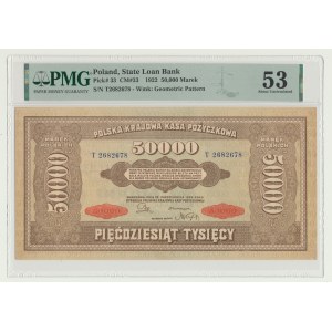 50.000 marek 1922, seria T, piękne, bez złamań