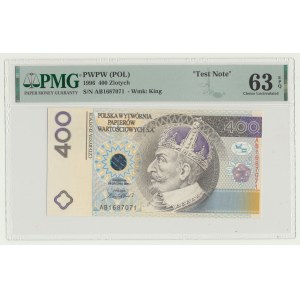 PWPW, 400 złotych 1996 ser. AB 1687071, jak obiegowy bez nadruków, WZÓR